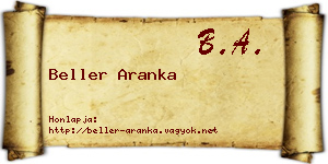 Beller Aranka névjegykártya